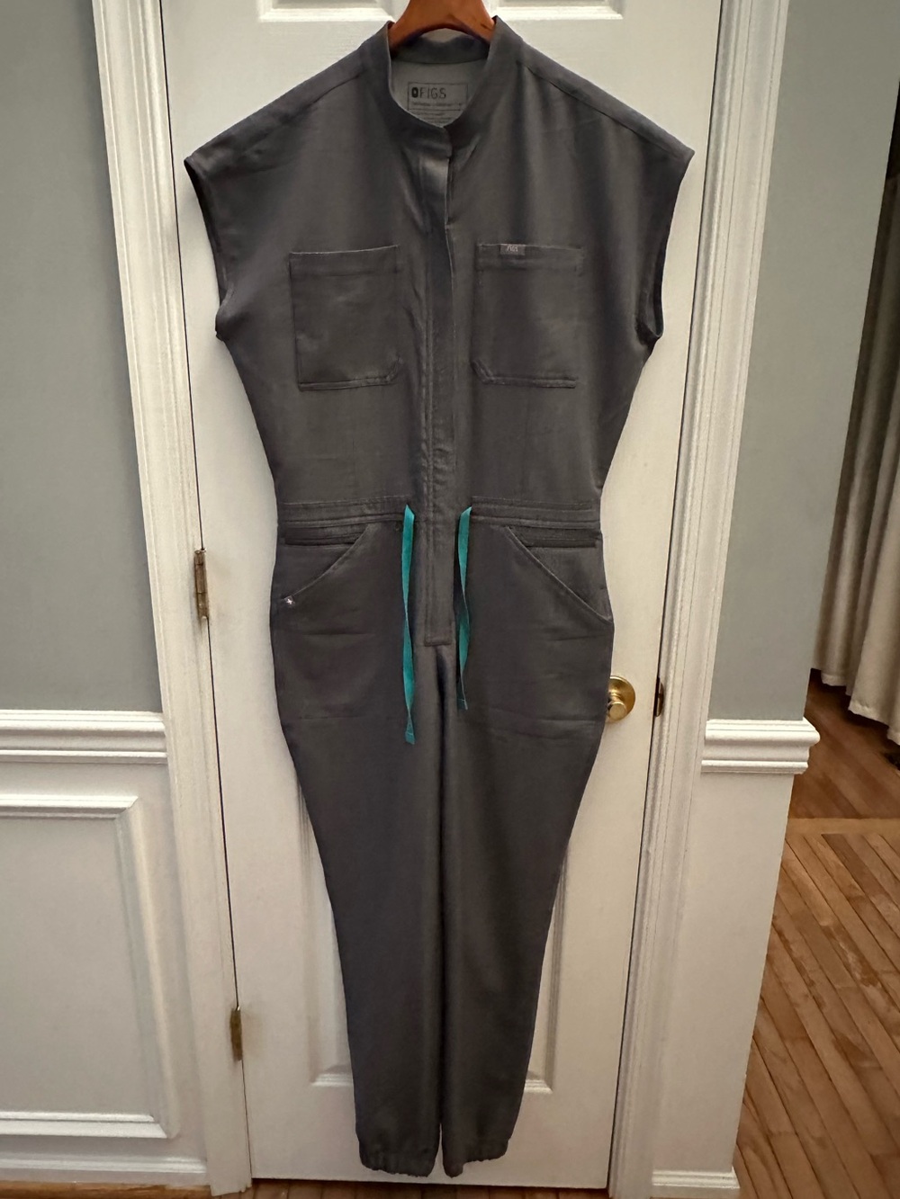 Figs Rafaela Technical Collection Cargo Scrubs Jumpsuit Medium Gray